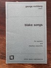 George ROCHBERG - Blake Songs - Soprano and Chamber Ensemble - Clean Score! — photo 1