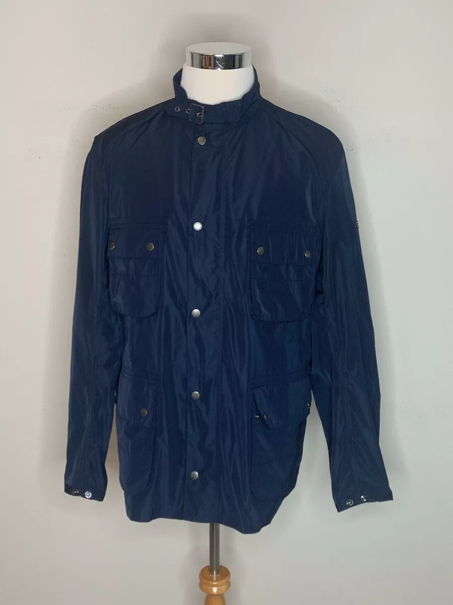 Veste decontractee homme Barbour International Weir moto a clapet zippee bleue t