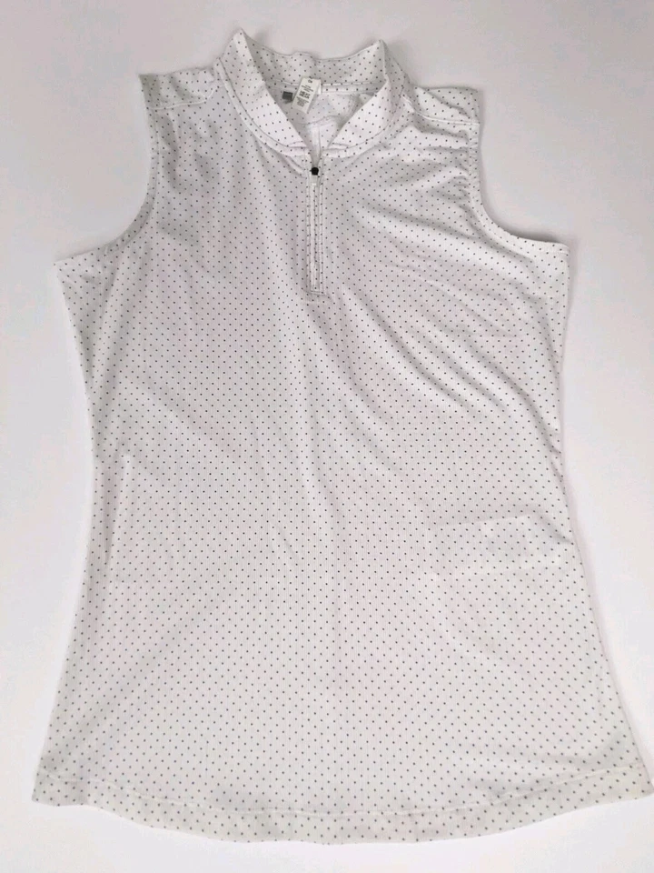 UNDER ARMOUR Heat Gear WHITE Blue  Polkadot Sleeveless TANK TOP S/P/CH  - Image 2 of 4