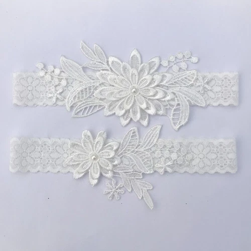 Bella giarrettiera da sposa in pizzo floreale fiori ricamati anello gamba cintura 10 colori - Foto 19 di 30