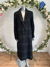 Joules Harrow Longline Coat Size 18 Betty Blackwash Blue Green Wool Mix New Cn02