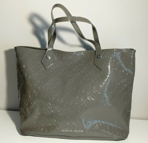 BORSA ARMANI JEANS Viola Vernice Nuova a Mano Lucida Prugna Bottoni EUR  100,00 - PicClick IT