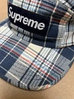 Casquette de camp SS10 Supreme Bum Plaid 5 panneaux bleu marine 2010