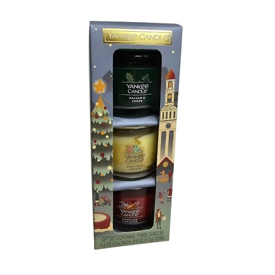Yankee Candle Mini 3pk Gift Set -Balsam/Cedar -Xmas Cookie -Sparkling Cinnamon