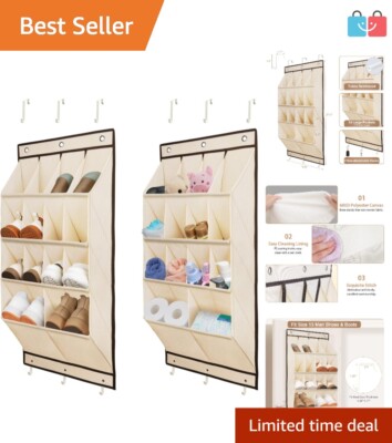 Pk Over the Door Shoe Organizer, Hanging Shoe Rack Closet Storage Holder  Beige