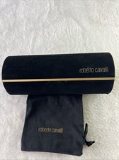 Roberto Cavalli Black Eyeglasses Sunglasses Suede Hard Case Medium With Cloth