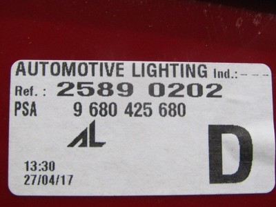 Peugeot 308 Rear Right Tail Light 9680425680 / Kl872 for sale 
