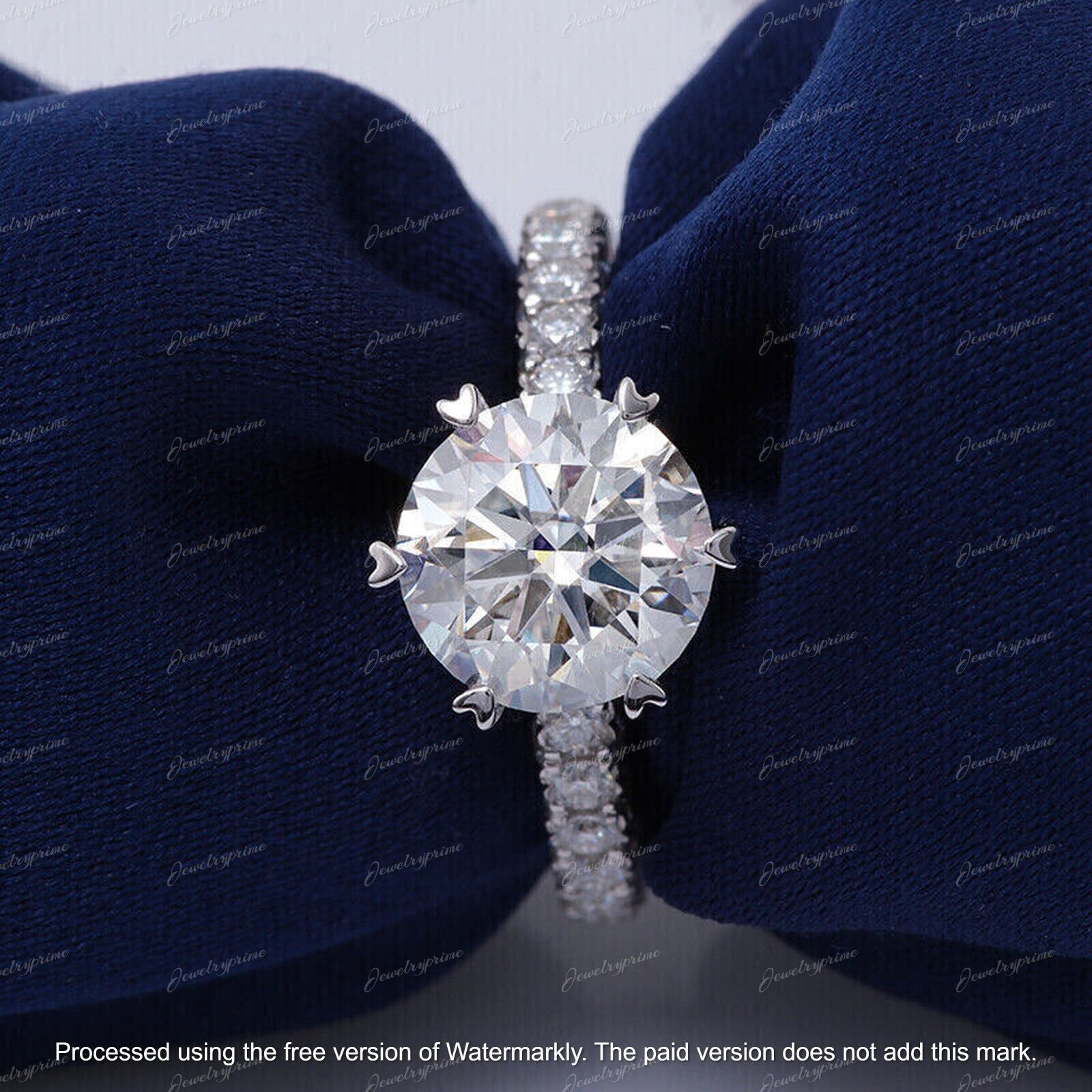 3Ct Round Lab Diamond Solitaire Engagement Ring in 14K White Gold