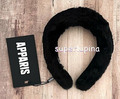 Apparis Teffi BLACK Faux Fur Headband NEW