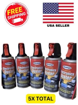 Electronic Air Duster Cans  5 Pack  2 Oz Cans Hard 2 Reach Dust Compressed Gas
