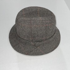 Pendleton Wool Fedora Bucket Hat Cap - Grayish W/ Red - Made In USA - Medium