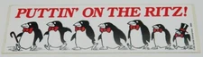 Puttin' On The Ritz! Dancing Penguins Image Vinyl Bumper Sticker NEW UNUSED