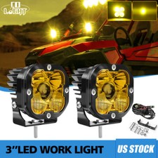 Amber Laser Pair 3inch 600W LED Work Light Bar Pods  For Can-Am Maverick X3 UTV