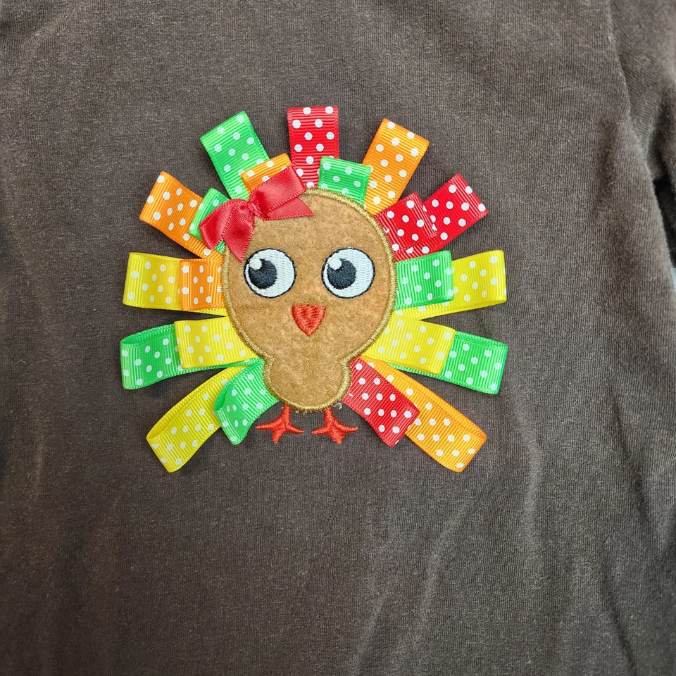 Bonnie Jean 土耳其感恩节衬衫女孩尺寸 2T 棕色幼儿上衣 — 第 2/4 张图片