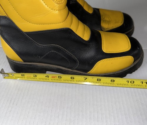 vampire motorcycle Boots Vintage Leather Black Yellow Very Rare Custom - Picture 24 of 24