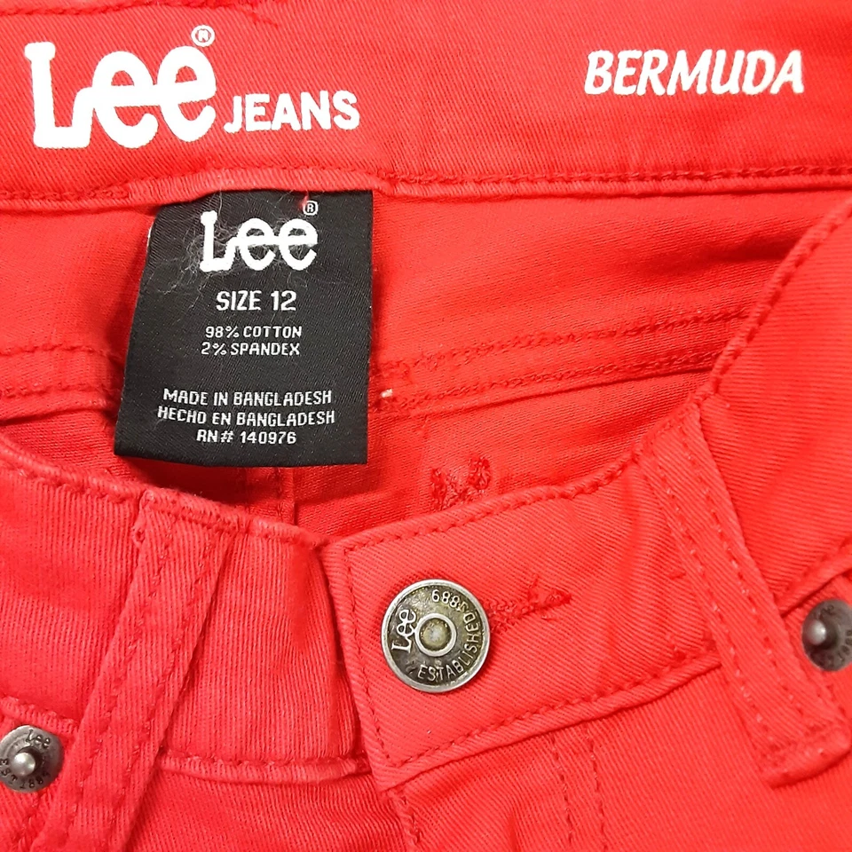 Pantalones Cortos Lee Bermuda Jean Niñas Talla 12, Rojo, Bolsillos, Cierre de Botón/Cremallera Foto 3 de 4