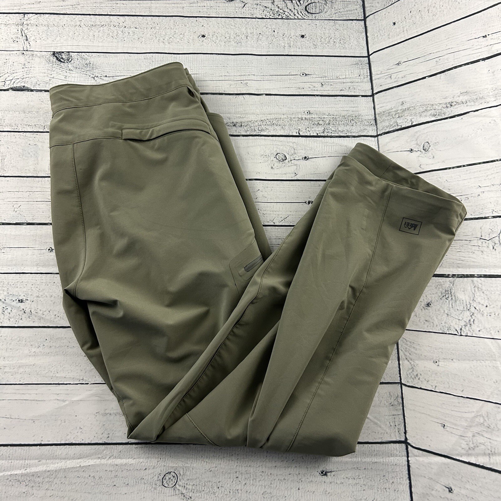 REI Hiking Pants Men's Large 32" Length Khaki Green Tan Nylon Poly eBay