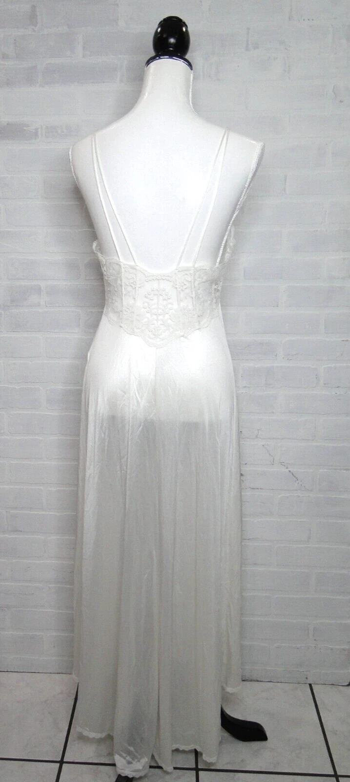 UNDERCOVER Abito lungo vintage Victoria's Secret perle raso avorio abito da sposa slip pizzo S