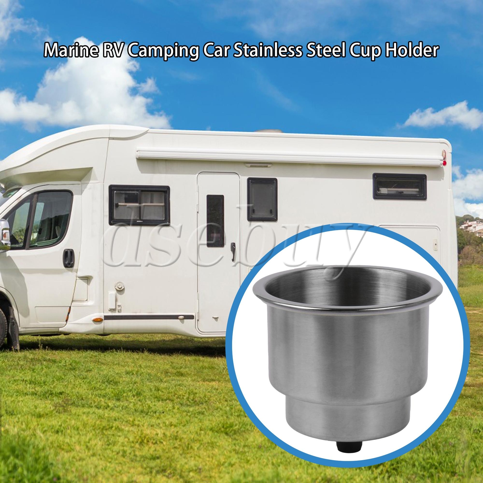 2Pieces Stainless Steel Boat Cup Holder with Drain for RV Camper Marine ...