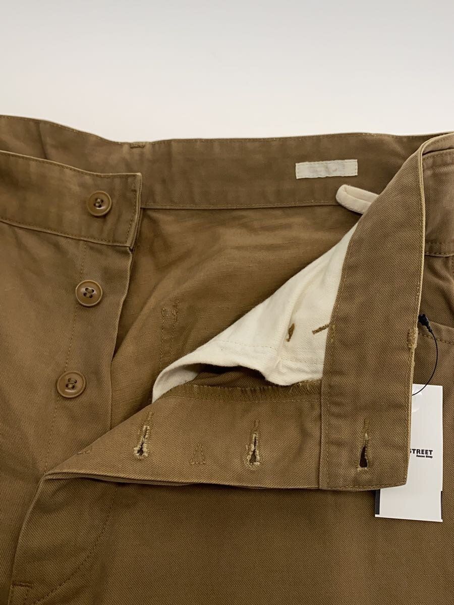 COMOLI Straight Pants Cotton Linen Belted 1 Camel Solid