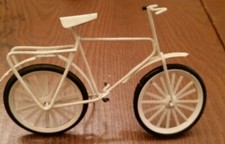 VINTAGE MINI METAL BICYCLE WHITE COATED KICK STAND MEASURES 5 1/2 INCHES
