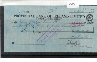 Cheque Ch1676 Used 1966 Provincial Bank Of Ireland Belfast Ebay Cheque Ch1676 Used 1966 Provincial Bank Of Ireland Belfast Ebay