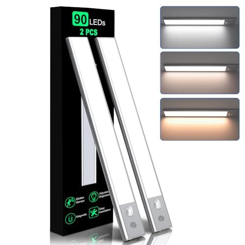 Closet Lights, 90leds Motion Sensor Light Indoor, 2000mah Rechargeable White