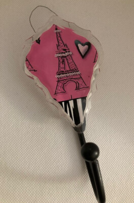 HOBBY LOBBY PINK & BLACK 7' PARIS THEMED WALL HOOK EIFFEL TOWER