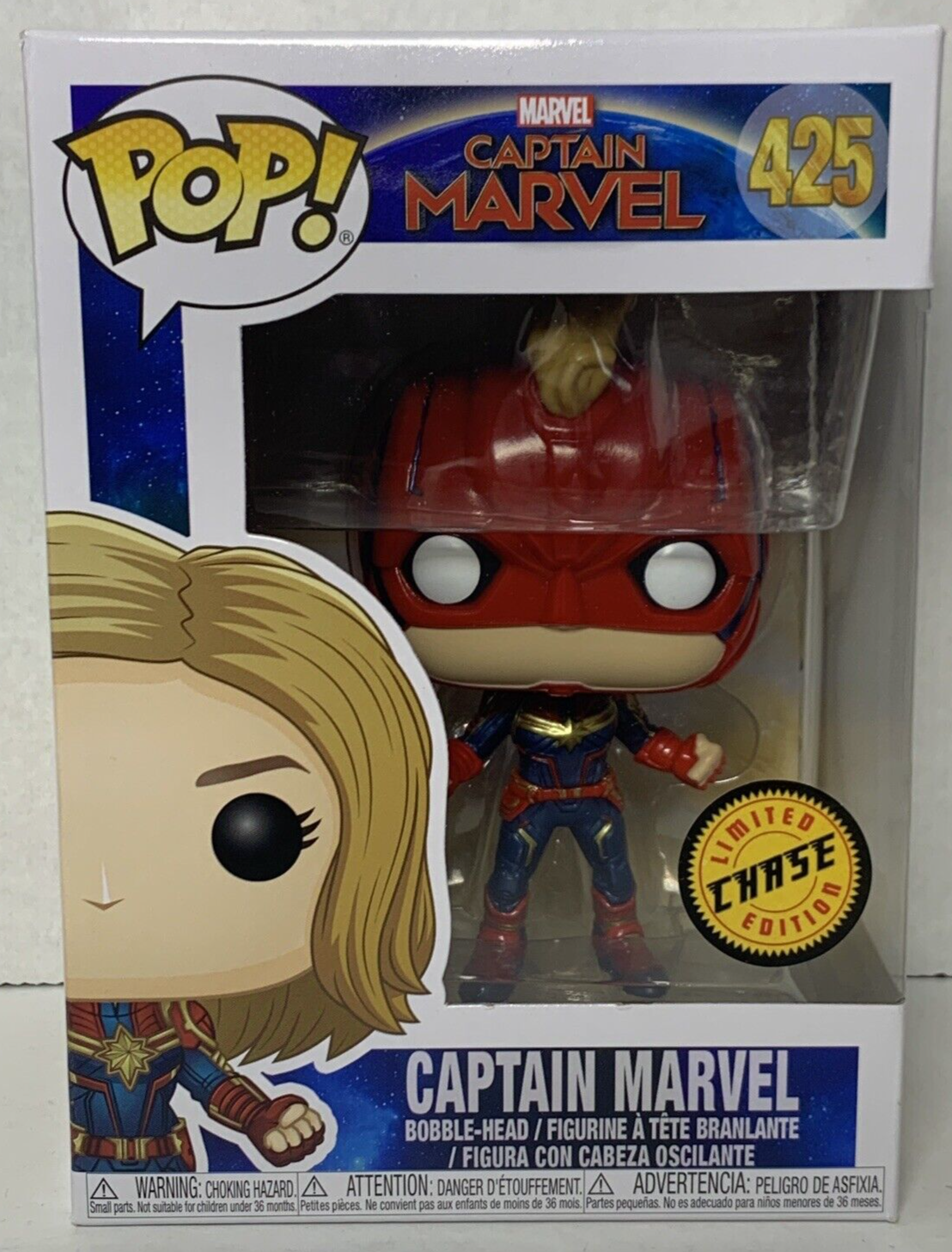 Funko Pop! Marvel #425 Captain Marvel CHASE EDITION NEW IN BOX with PRTOTECTOR