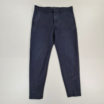 COS Herren Hose dunkelblau W32 L25 weicher Stretch Strick Anzughose Reißverschluss Knöchel