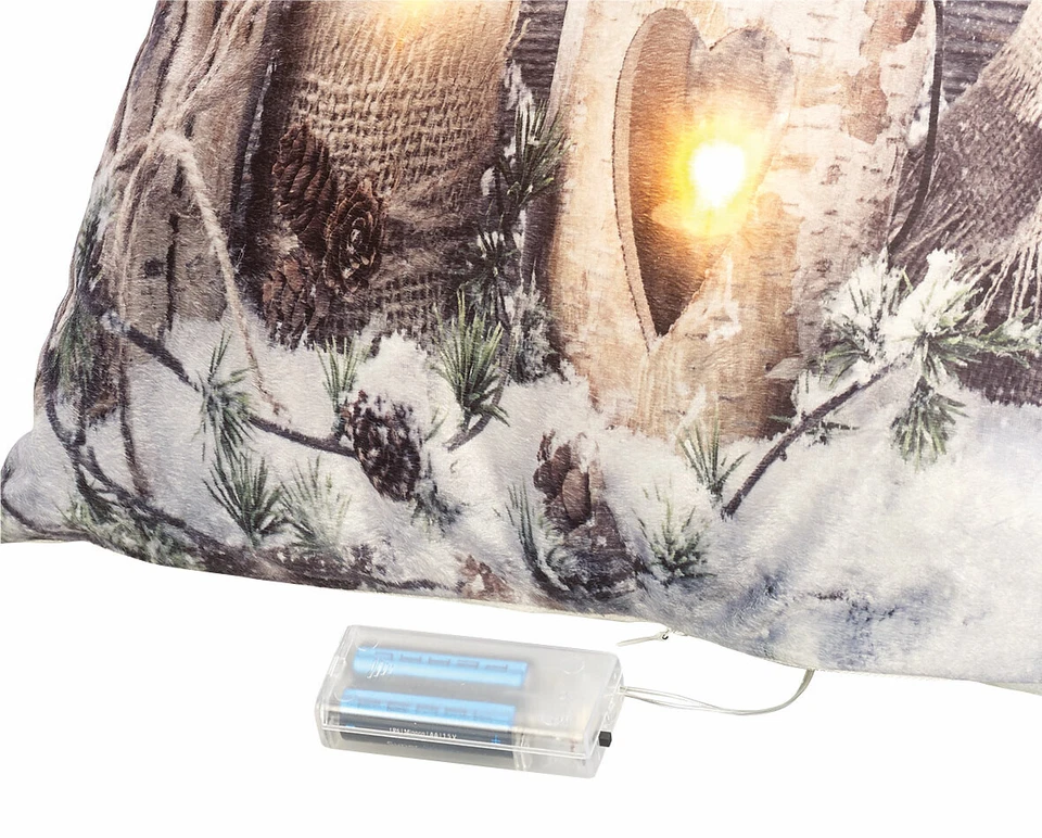 Coussin décoratif à 3 LED motif bougies - 45 x 45 cm - Infactory - Photo 2/3