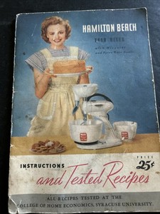 Rare 1948 Hamilton Beach Food Mixer Instructions & Recipes