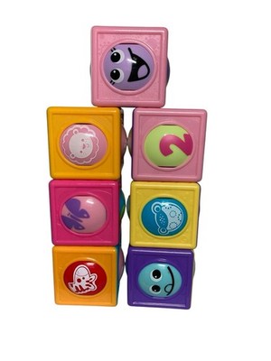 Lot - 7 Fisher Price Sensory Roller Blocks Cubes Plastic Multicolor Toys