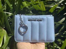 Michael Kors Jet Set Viaje S Moneda Identificación Llavero Cartera Acolchada Patente Cielo Claro