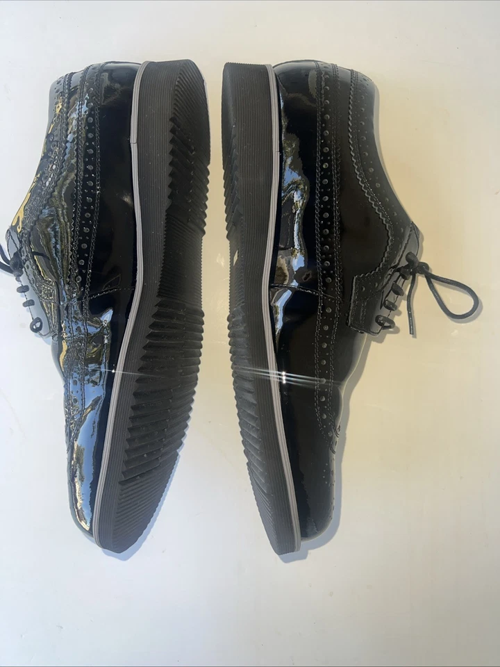  Men’s Size 12 Patent Leather Wingtip Brogue Fast Ship High‑Gloss Shine, Black - Image 3 of 4
