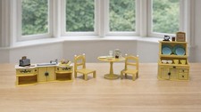 Sylvanian Families Calico Critters Kitchen Table Chairs Cabinet Sink Hutch Lot