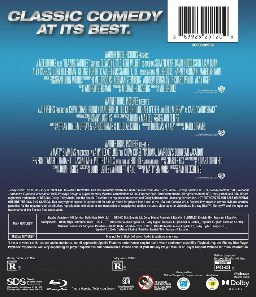 Blazing Saddles / Caddyshack / National Lampoon's European Vacation Blu-ray - Image 3 of 3