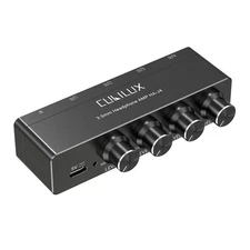 Cubilux 4-Way 3.5mm Headphone Amplifier, Stereo Splitter, Volume Control, 16-...