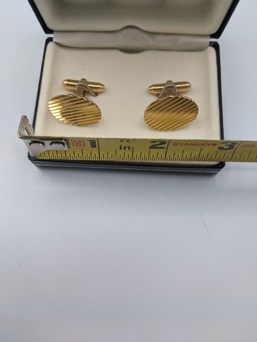 Colibri Of London Men's Gold Tone Ribbed Rhombus Cufflinks NIB - Picture 4 of 4