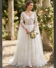 Brautkleid Weiß Tüll Spitze Größe 38 Hoch...