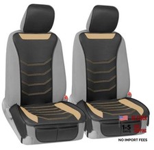 LuxeFit Seat Covers for Cars, Trucks, Van SUV - 2 Pack - Premium Faux Beige