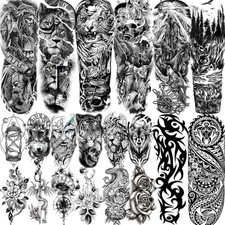Temporary Tattoos 20 Sheets Extra Large Full Arm Sleeve Waterproof Fake Tattoo