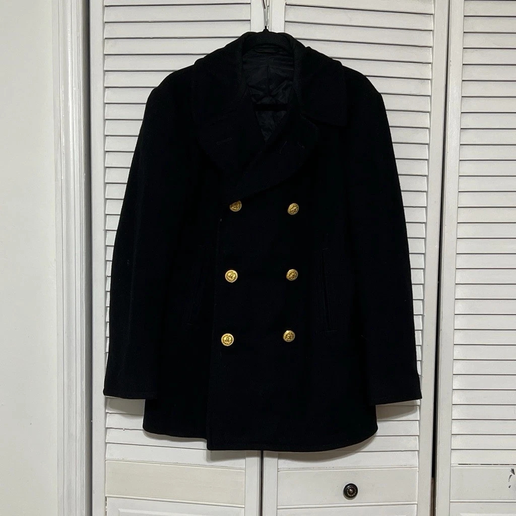 Vintage Navy Pea Coat In Vintage Outerwear Coats & Jackets For Men