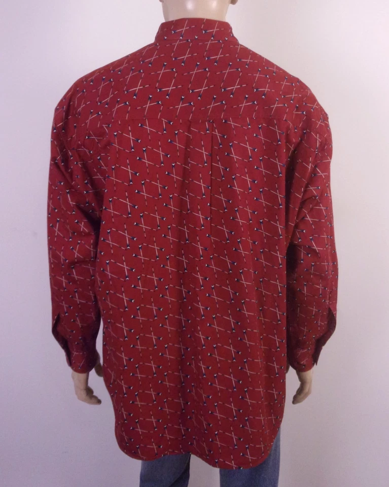 vintage 90s EUC Chaps Ralph Lauren OCBD Shirt Rowing Oars AOP Polo SZ XL - Image 4 of 4
