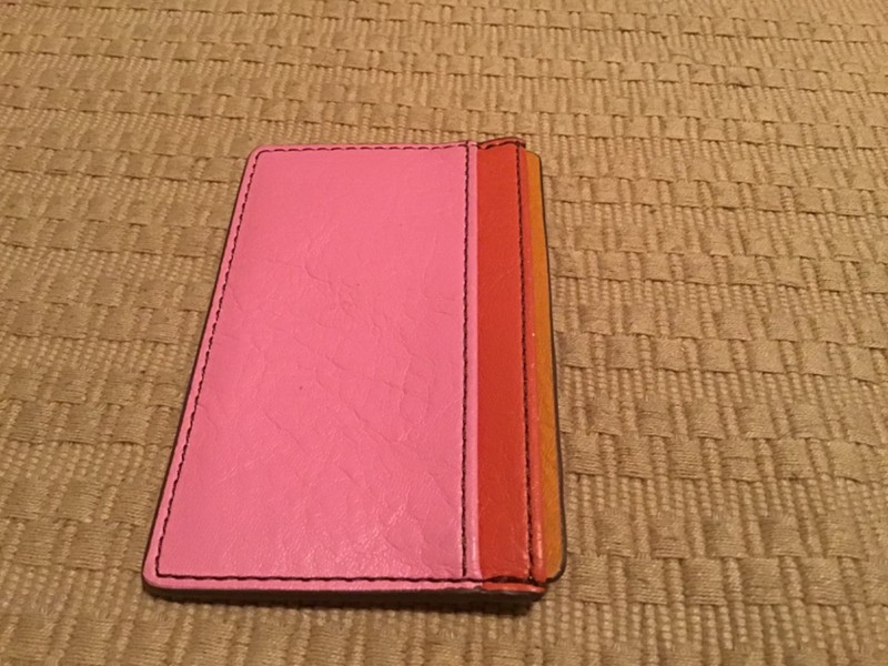 Fossil Pink and Orange Leather Case Holder Wristlet insert