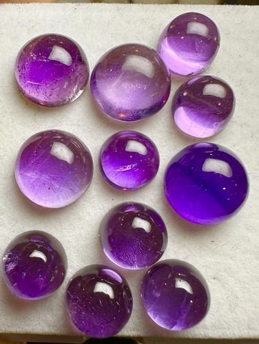 Lot Of 11 ๐ Mixed Natural Round Cabochon Amethyst GEMS ๐ 32.92ct 8-10MM