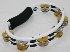 Meinl Percussion Traditional Handheld Tambourine Half Moon Double Row - White