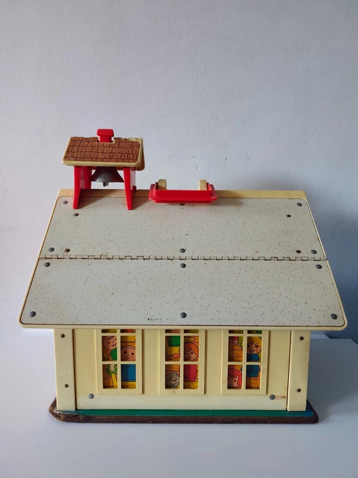 Fisher Price Toys 923 Ecole School Vintage 1971 Made USA Sonnerie Cloche Ancien - Photo 2/4