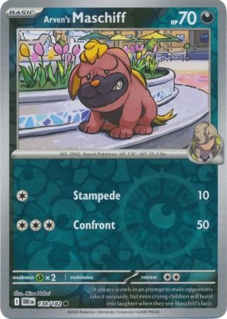 ARVEN'S MASCHIFF 138/182 DESTINED RIVALS POKEMON (REVERSE HOLO, NM)