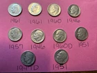 Roosevelt Dimes 90% Silver, Various Dates , Lot Sale Of 10 Dimes